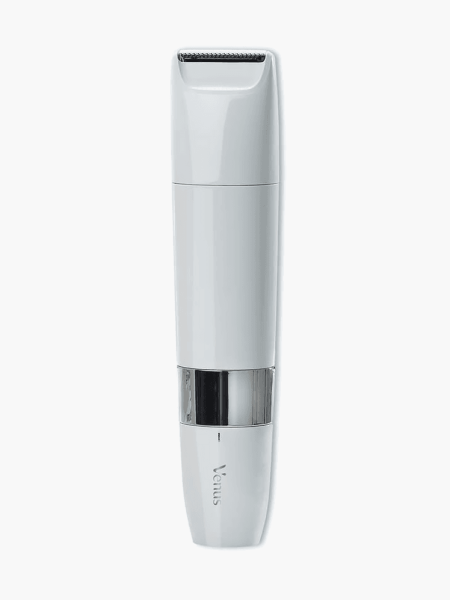 Gentle Trimmer For Pubic Hair & Skin in branded white and silver color way on light gray background
